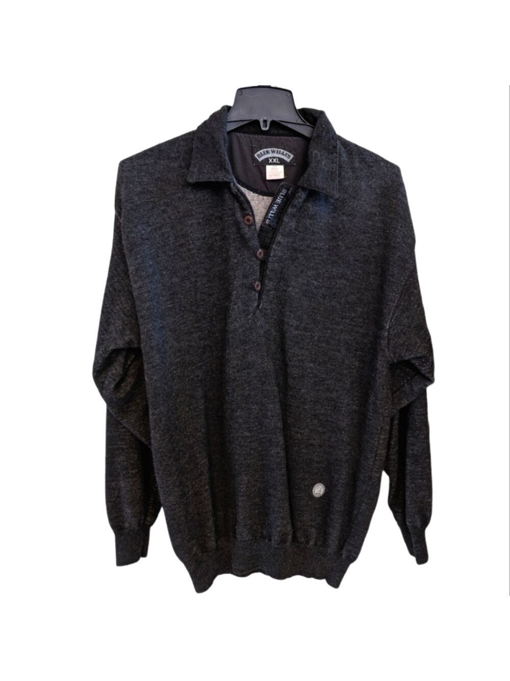 Blue Willi's Charcoal Gray Collared Wool blend Sweater Size XXL Denmark